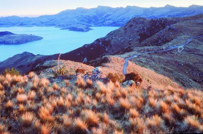 The scenic Summit Road winds it's way over the Port Hills, following a path around the rims of the volcanoes that forms the hills