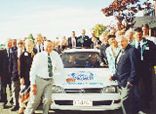 Rotarians with the Community Watch car which will help keep East Christchurch safe. In front are Terry Leahy and Frank Grey