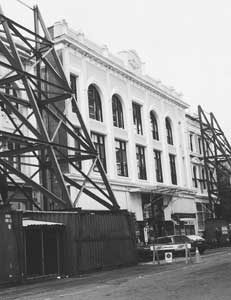 One of the heritage building facades being saved during the construction of the new Bus Exchange.