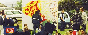 A graffiti artist shows his skills at the 1998 festival.