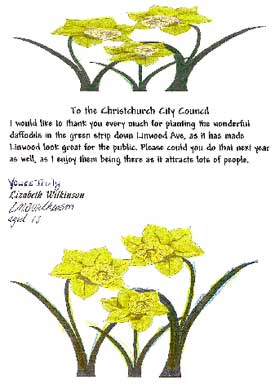A letter of thanks to the council from a young daffodil fan. 