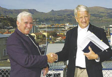 Local Government Commission Chairman Grant Kirby, left, and David Bundy, who represents the scheme promoters.