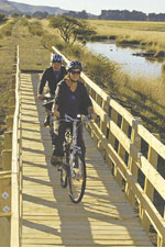 Little River Railtrail Trust members Liz Todhunter and Craig Mason try out the new trail.