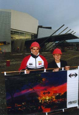 Canterbury Rams star Jason Kyle, and Cathy Hemsworth of WestpacTrust