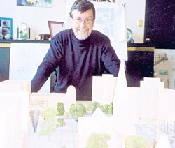 Mayor Garry Moore and a model of the square
