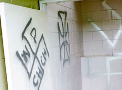 Graffiti in a public ablution block