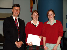Mayor Garry Moore presents the Award for Commitment to “ICE” to the Avonside Girls High School team, at the Young Enterprise Awards, Wednesday 19th October.