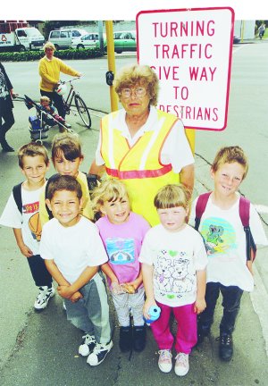 Some of Addington School's students safe and sound with Pam